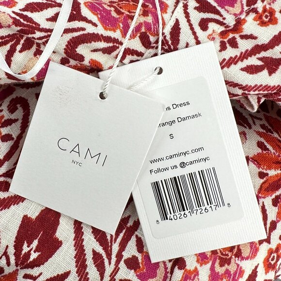 NWT Cami NYC Doris Red Orange White Floral Ruffle Tiered Linen Maxi Dress sz S - Picture 8 of 16